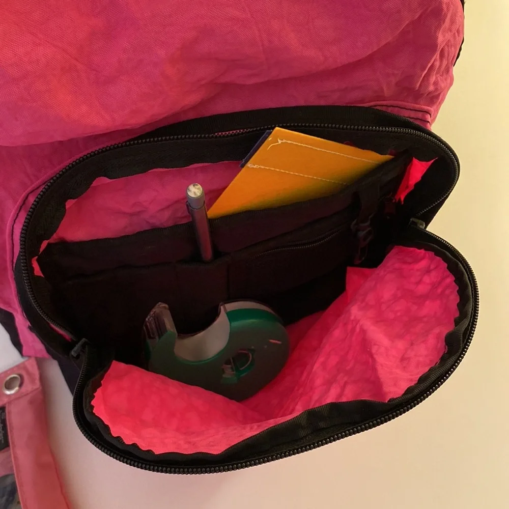 Pink Backpack w/ Black Accent Dual Zippers Holds All Washable Barbiecore Y2K